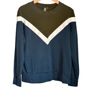 Sweaty Betty Women's Small Crew Neck Sweatshirt Black Blue Lightweight Layering